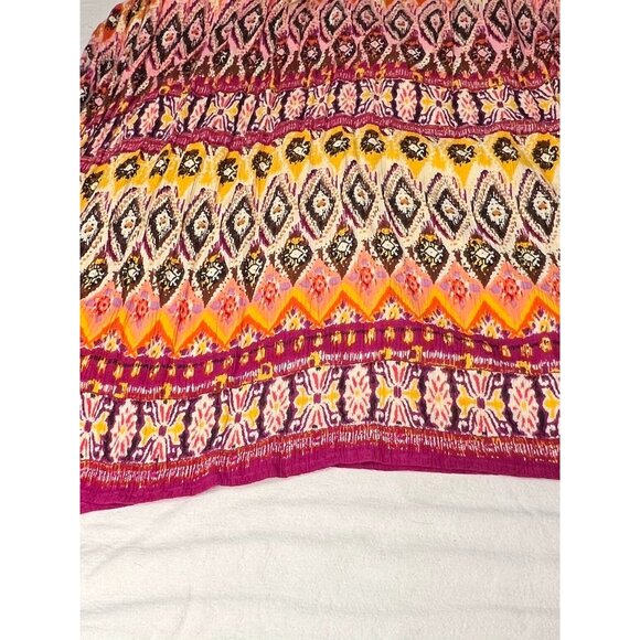 chaudry kc XL Crinkle Peasant Gipsy Skirt Orange/Pink/Yellow Boho Y2K Career - Picture 13 of 15